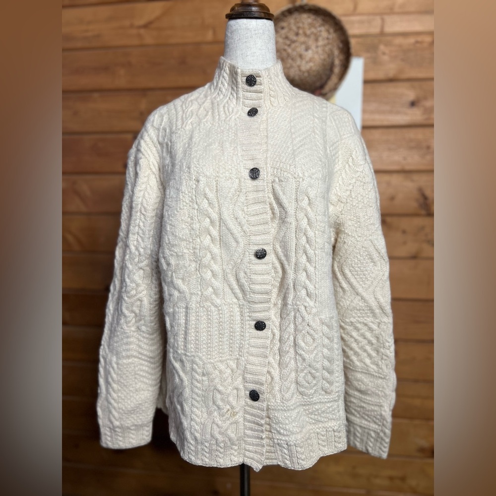 Ralph Lauren Ivory Cable Knit Cardigan - Picture 3 of 14